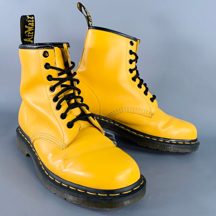 DR. MARTENS Size 8 Yellow Leather Lace-Up Boots