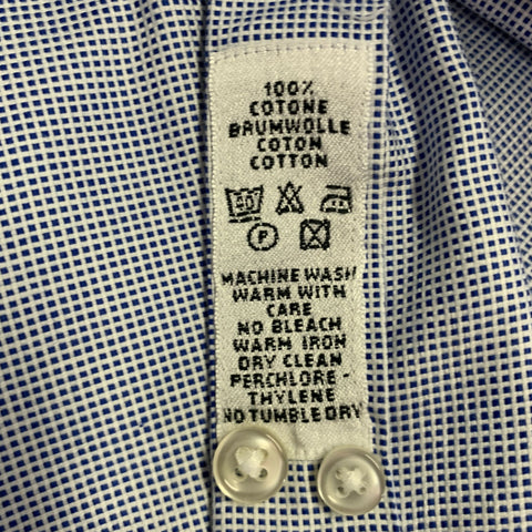 BALLANTYNE Size L Navy White Checkered Cotton Long Sleeve Shirt