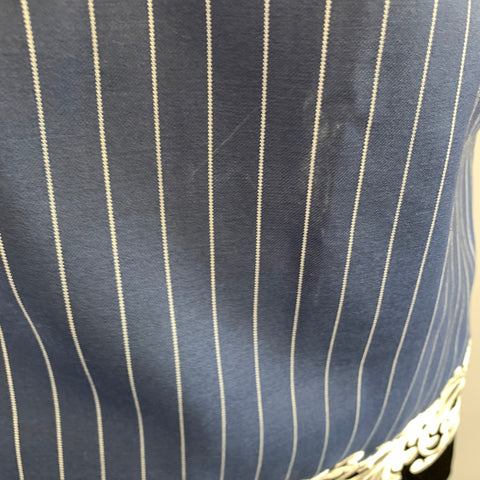 VERSACE SS2013 Size 4 Blue White Viscose & Cupra Pinstripe Notch Lapel Dress & Blazer Set