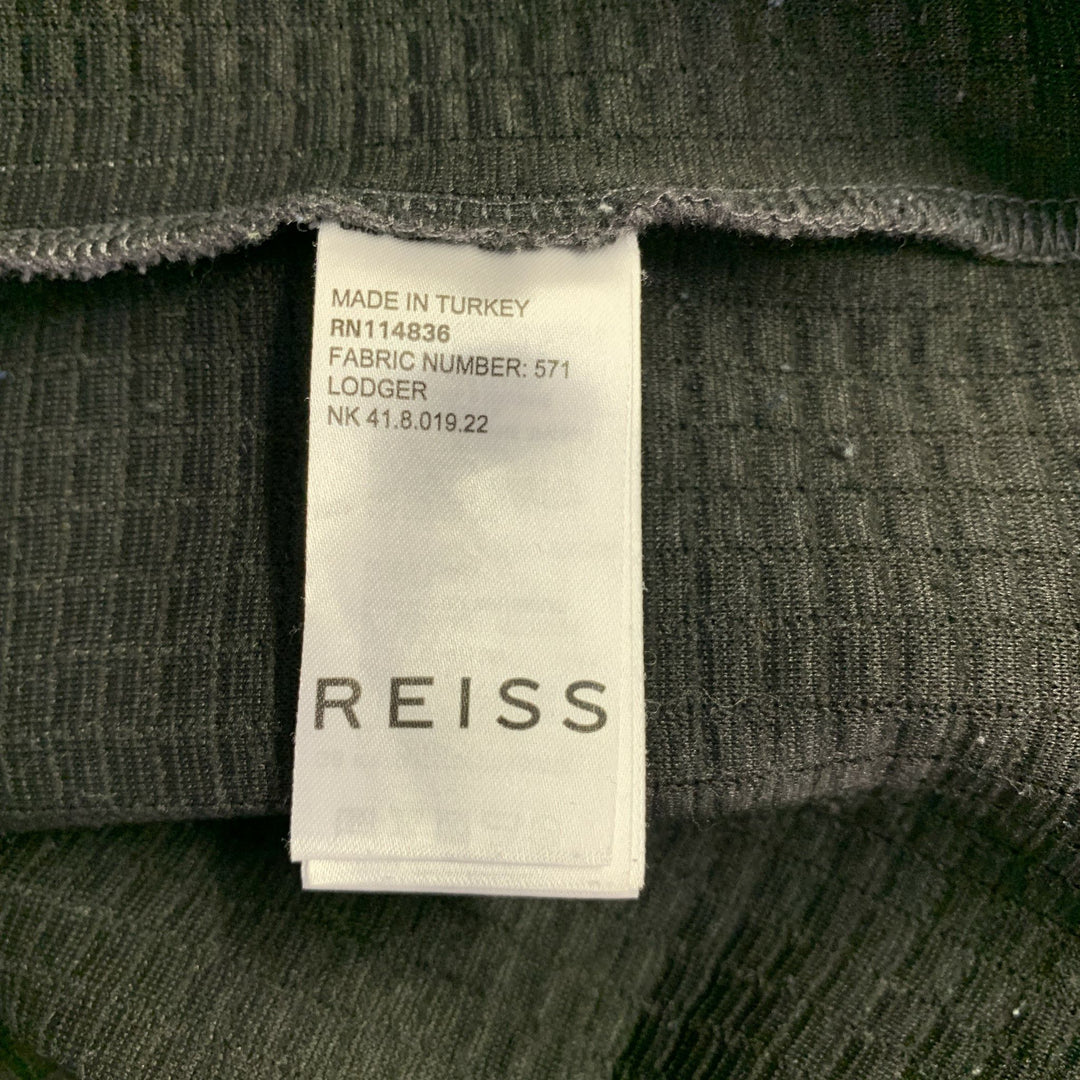 REISS Size M Green Charcoal Quilted Polyester Blend Crew-Neck Pullover