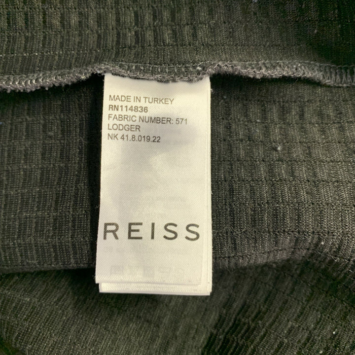 REISS Size M Green Charcoal Quilted Polyester Blend Crew-Neck Pullover