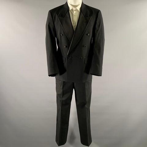 BILL BLASS Size 40 Black Wool Tuxedo Suit