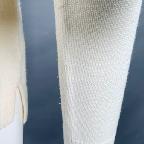 REISS Size S Cream Mixed Materials Wool 1/4 Zip Pullover
