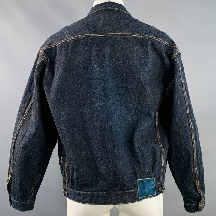 VISVIM Size M SS 101XX Raw Mud Overdye Indigo Contrast Stitch Selvedge Denim Trucker Jacket
