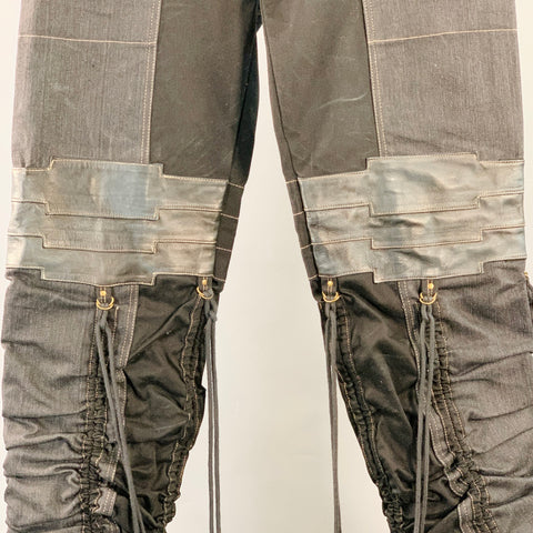 AD NOW Size S Rocker Black Indigo Cotton Tapered Jeans