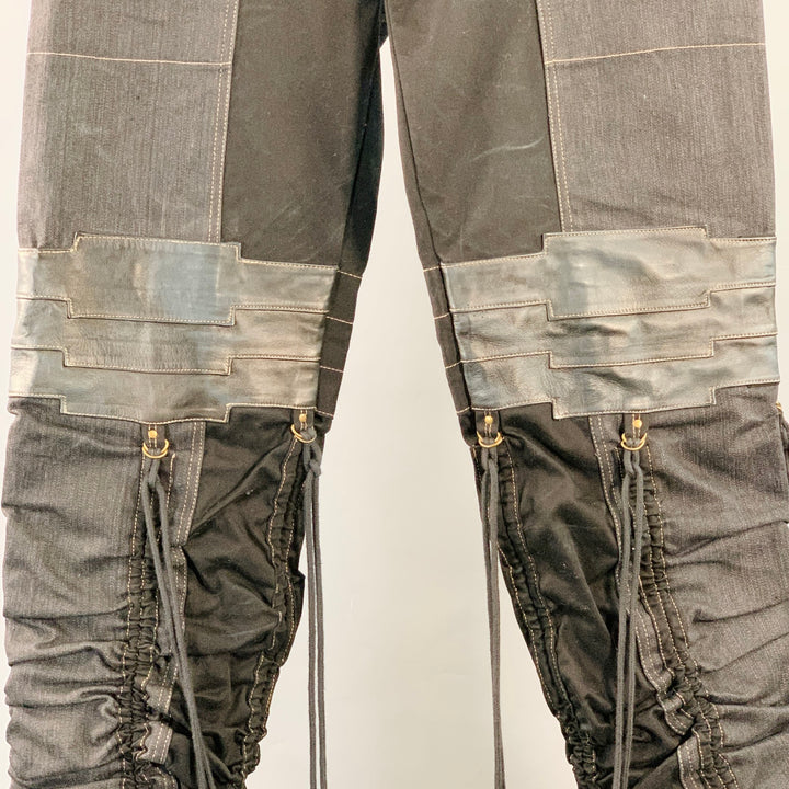 AD NOW Size S Rocker Black Indigo Cotton Tapered Jeans