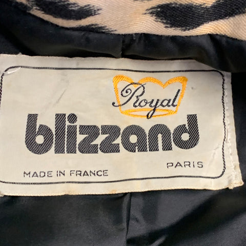 ROYAL BLIZZARD Vintage Size S Beige Polyester Blend Animal Print Hidden Buttons Coat