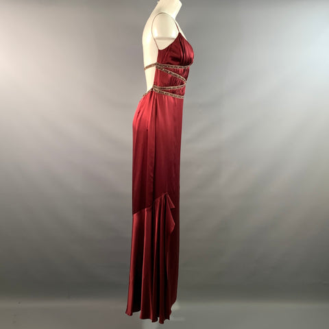 BADGLEY MISCHKA Size 6 Burgundy Gold Maxi Dress