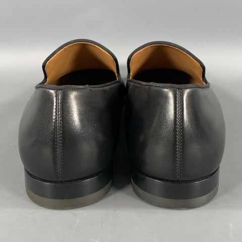 CHRISTIAN LOUBOUTIN Size 12 Black Red Solid Leather Flat Loafers