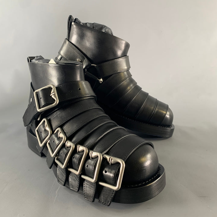 BURBERRY Size 7 Black Leather Pull On Boots