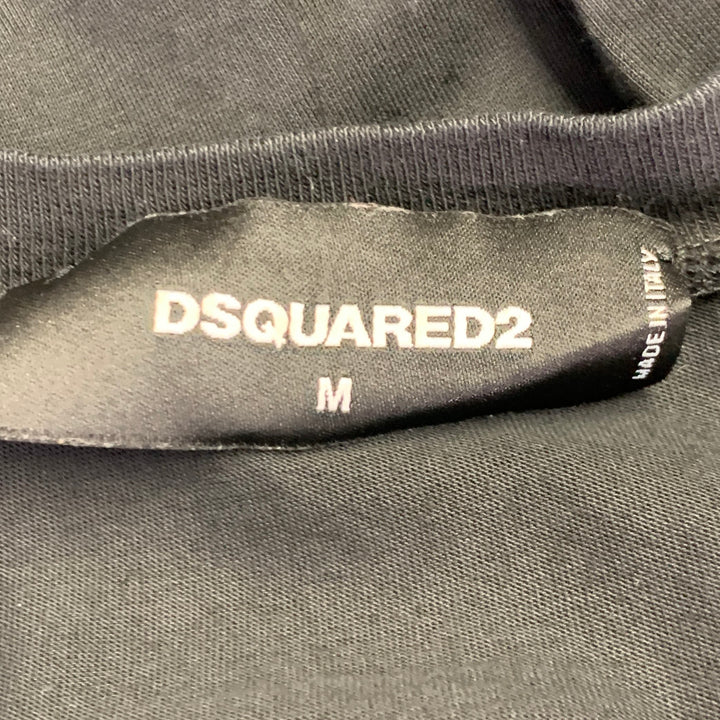 DSQUARED2 Size M Black White Red Photograph Print Cotton Crew-Neck T-shirt
