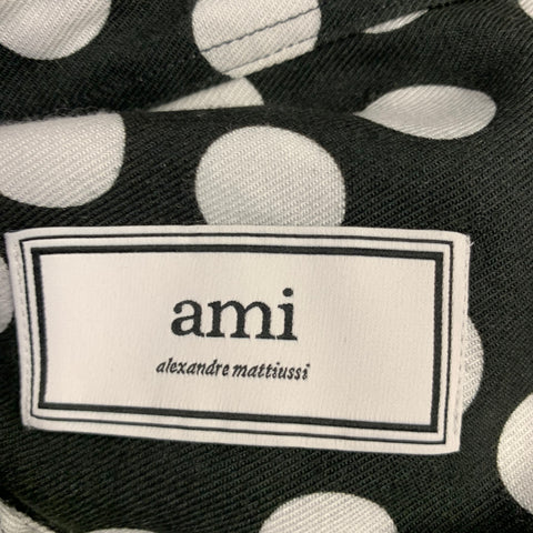 AMI by ALEXANDRE MATTIUSSI Size S Black White Polka Dot Long Sleeve Shirt