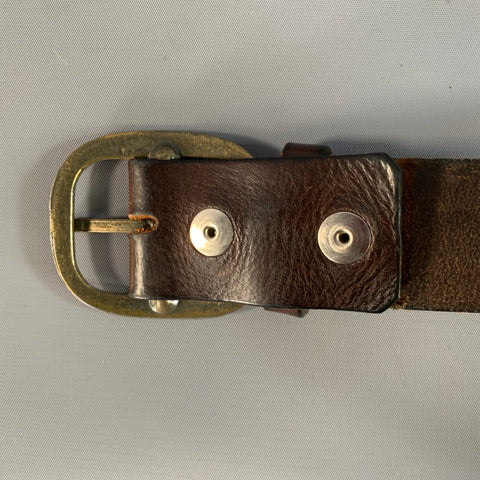 NO BRAND Size 38 Brown Dark Pebble Grain Leather Belt