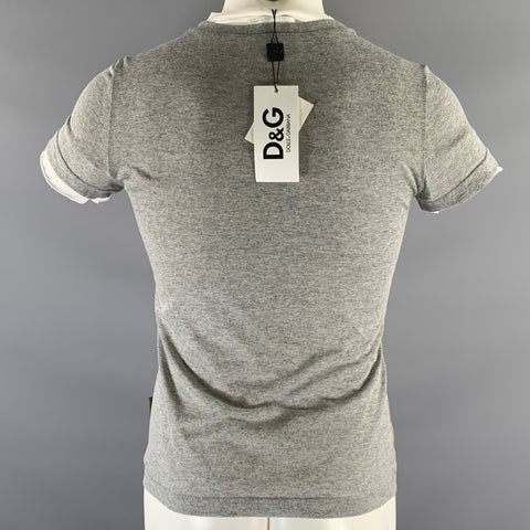 D&G by DOLCE & GABBANA Size S Grey Navy Red Graphic Cotton Blend T-shirt