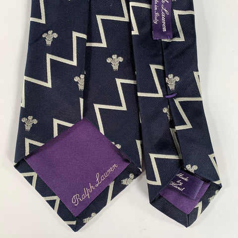RALPH LAUREN Navy White Mixed Pattern Silk Tie