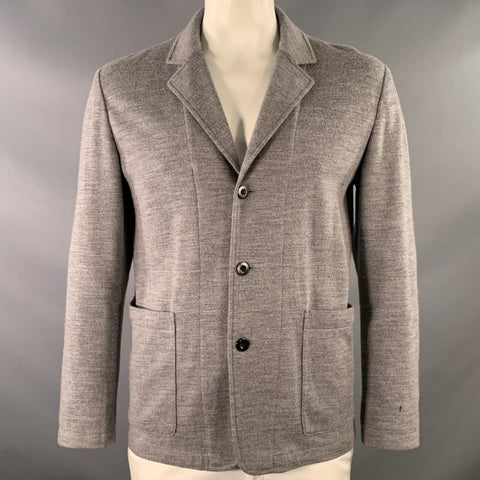 PAUL SMITH Size L Grey Heather Wool Blend Single Breasted Notch Lapel Buttoned Jacket