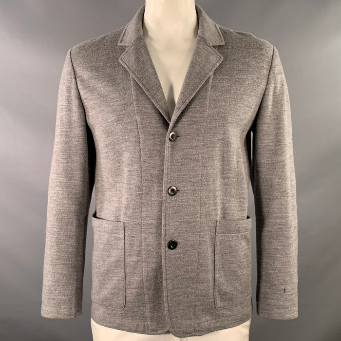 PAUL SMITH Size L Grey Heather Wool Blend Single Breasted Notch Lapel Buttoned Jacket