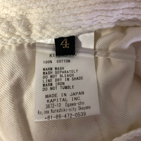 KAPITAL Size XL Cream Diamond Cotton Button Fly Casual Pants
