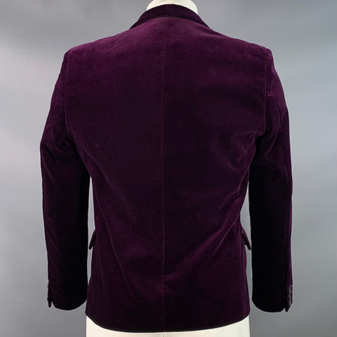 TRISECT 2 Size S Purple Cotton Blend Velvet Single Breasted Shawl Collar Sport Coat
