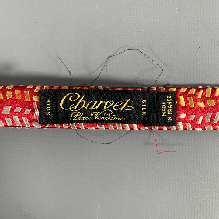 CHARVET Red Yellow Textured Silk Bow Tie