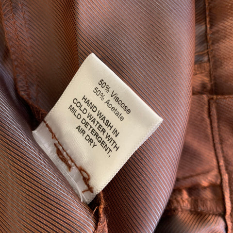 BIANCA SAUNDRES Size M Orange Metallic Viscose & Acetate Flat Front Dress Pants