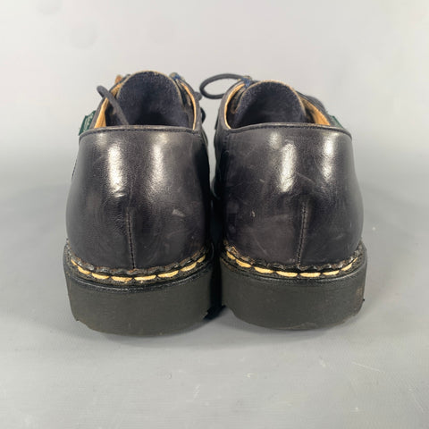 PARABOOT Size 9 Black Dark Grey Leather Derby Lace Up Shoes