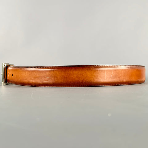MAGNANNI Size 36 Tan Silver Burnished Leather Belt