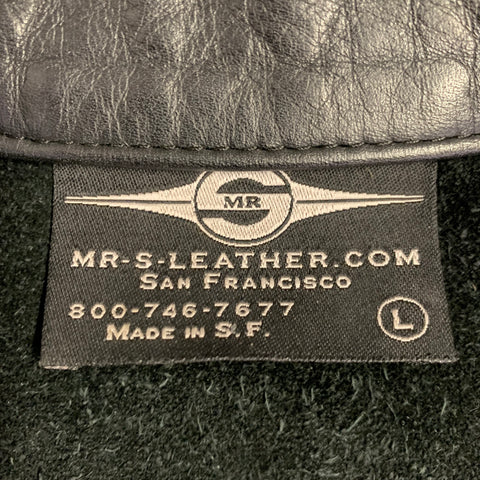 MR. S LEATHER Size L Black Leather Snaps Vest