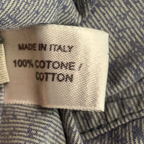 BOTTEGA VENETA Size XXL Grey Blue Ombre Cotton Button Up Long Sleeve Shirt
