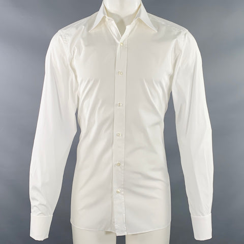 TOM FORD Size M White Cotton French Cuffs Long Sleeve Shirt