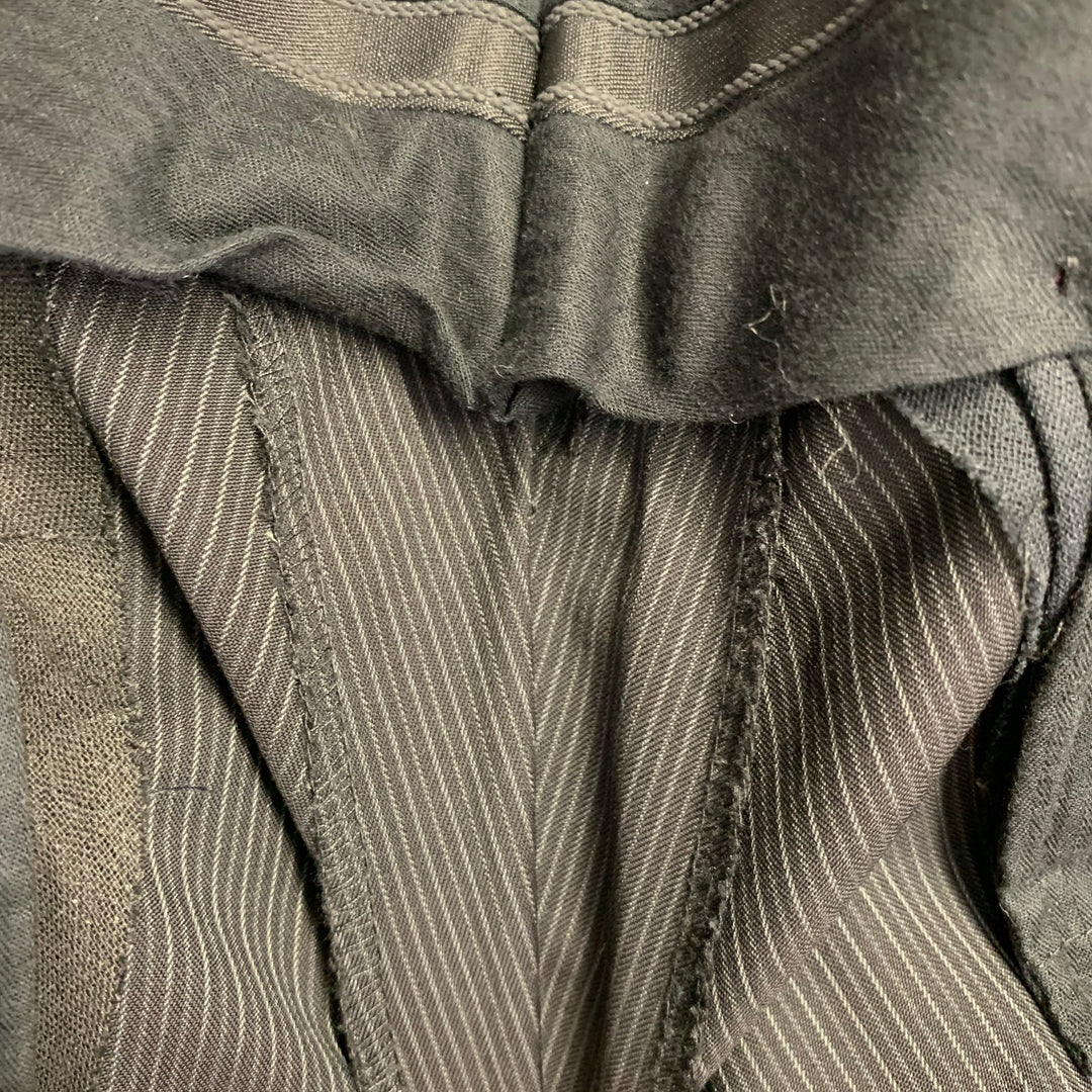 ASTOR & BLACK Size 44 Black Grey Stripe Single Breasted Peak Lapel 3 Piece Suit