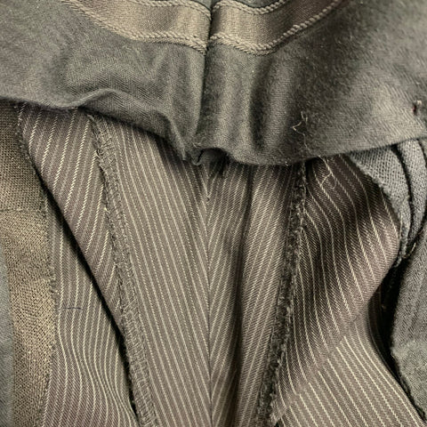 ASTOR & BLACK Size 44 Black Grey Stripe Single Breasted Peak Lapel 3 Piece Suit