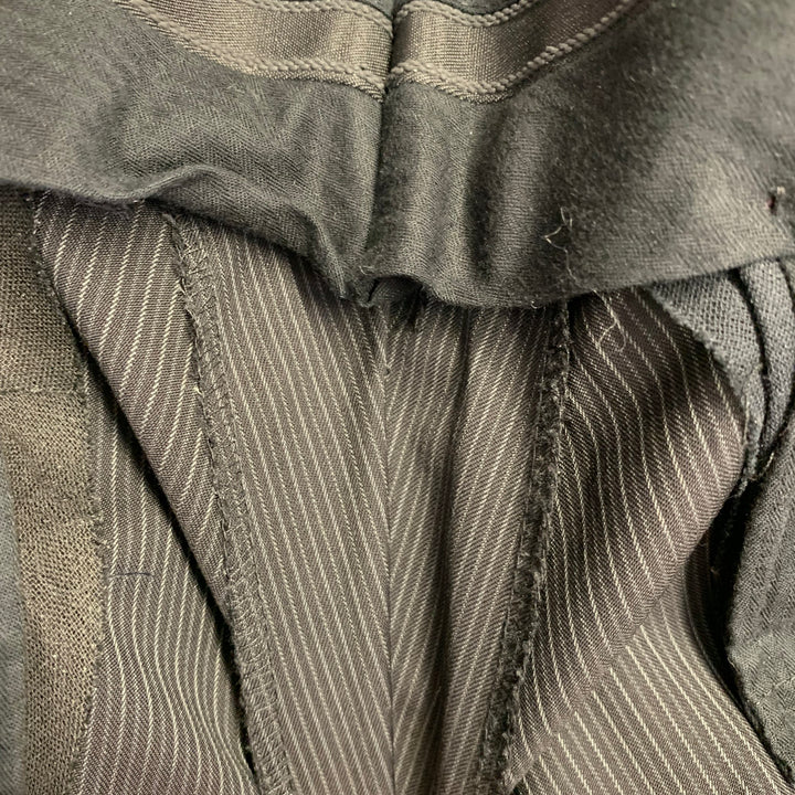 ASTOR & BLACK Size 44 Black Grey Stripe Single Breasted Peak Lapel 3 Piece Suit