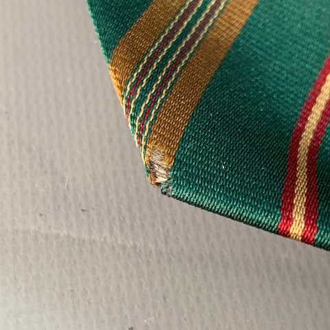 FENDI Green Beige Diagonal Stripe Silk Tie