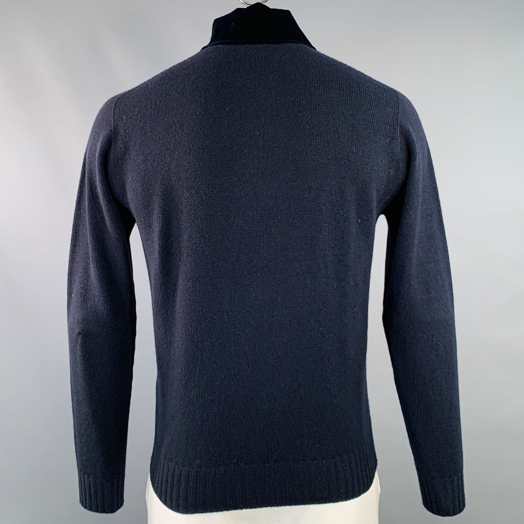 GIORGIO ARMANI Size 42 Navy Black Knit Cashmere V-Neck Sweater