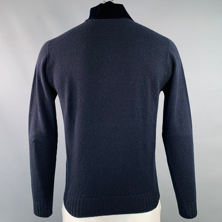 GIORGIO ARMANI Size 42 Navy Black Knit Cashmere V-Neck Sweater