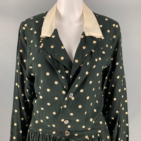 COMME des GARCONS Size S Black White Rayon Polka Dot Long Sleeve Dress