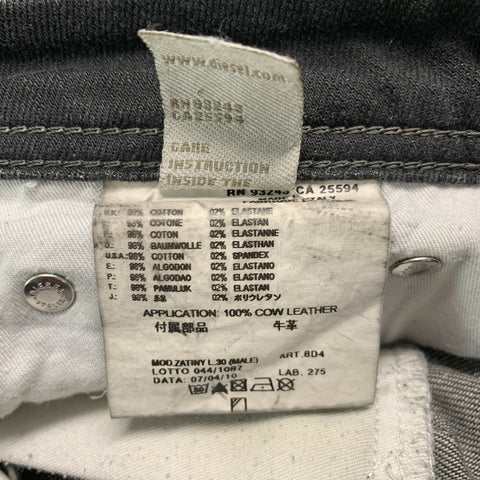 DIESEL Taille 26 Jean gris anthracite en coton élasthanne avec braguette boutonnée