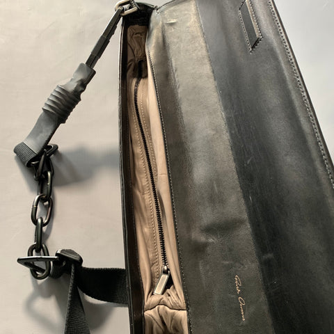 RICK OWENS Black Grey Leather Clutch Bags