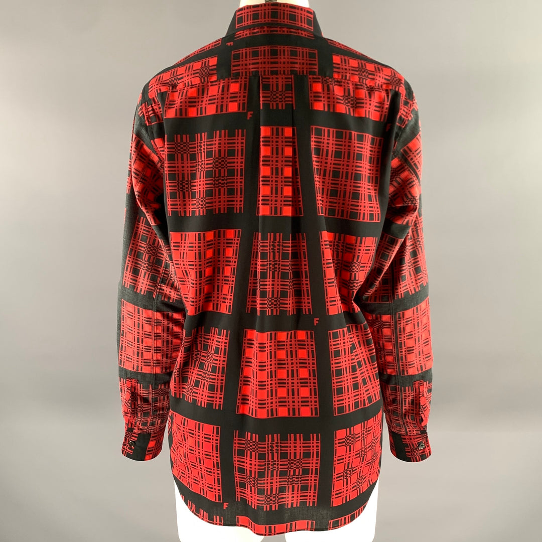 COMME des GARCONS Size S Red Black Polyester Plaid Blouse