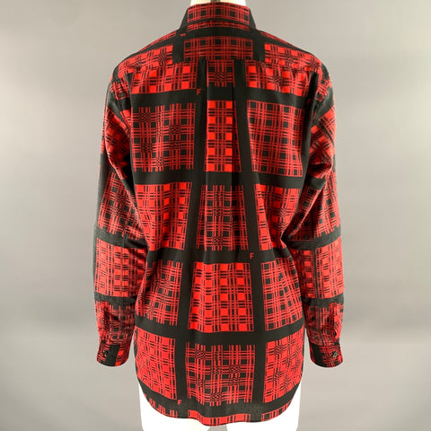 COMME des GARCONS Size S Red Black Polyester Plaid Blouse