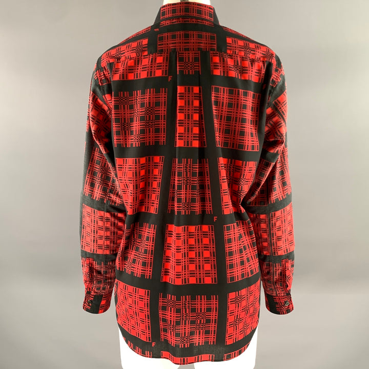 COMME des GARCONS Size S Red Black Polyester Plaid Blouse