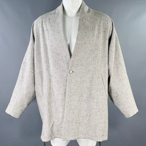 YANTOR Size M Grey Black Heather Wool Silk Single Button Coat