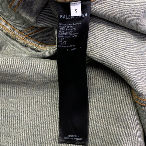 BALENCIAGA Size S Blue Monogram Denim Trucker Jacket