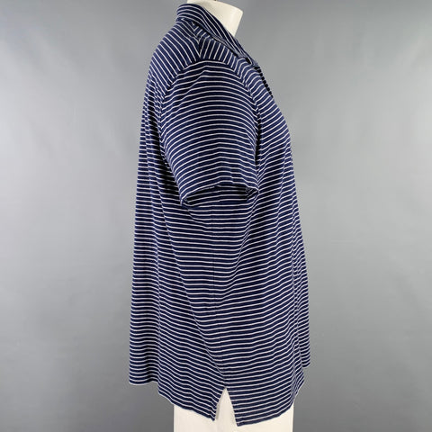 POLO by RALPH LAUREN Size XXL Navy White Stripe Pima Cotton Half Placket Polo