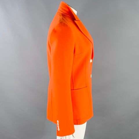 MICHAEL KORS Size 12 Orange Wool Cashmere Peak Lapel Coat
