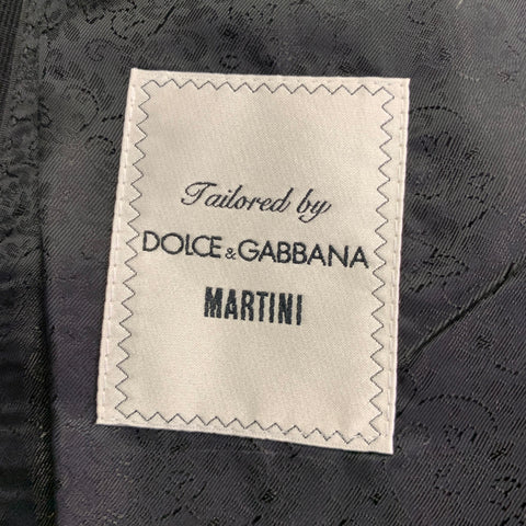 DOLCE & GABBANA Size 40 Black Silver Polka Dot Lapel Sport Coat