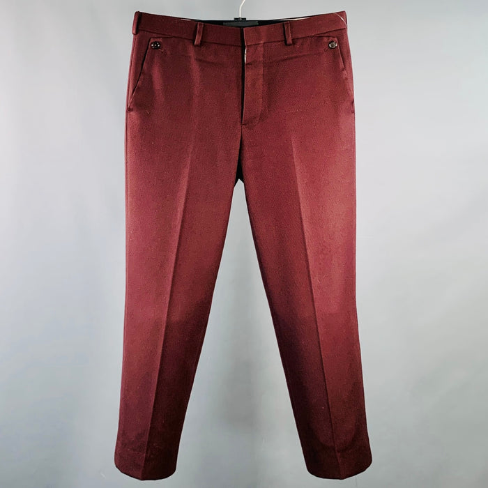 Pantalon habillé fuselé en twill de laine bordeaux à braguette boutonnée BLACK FLEECE Taille M