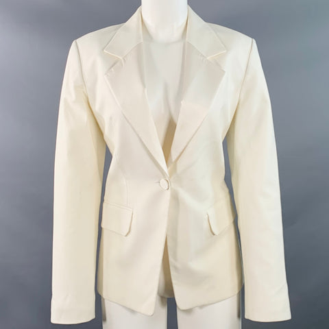 HELMUT LANG Size 8 Cream Viscose Cotton Woven Jacket Blazer
