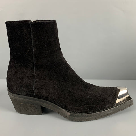 CALVIN KLEIN 205W39NYC Size 12 Black Leather Side Zipper Boots